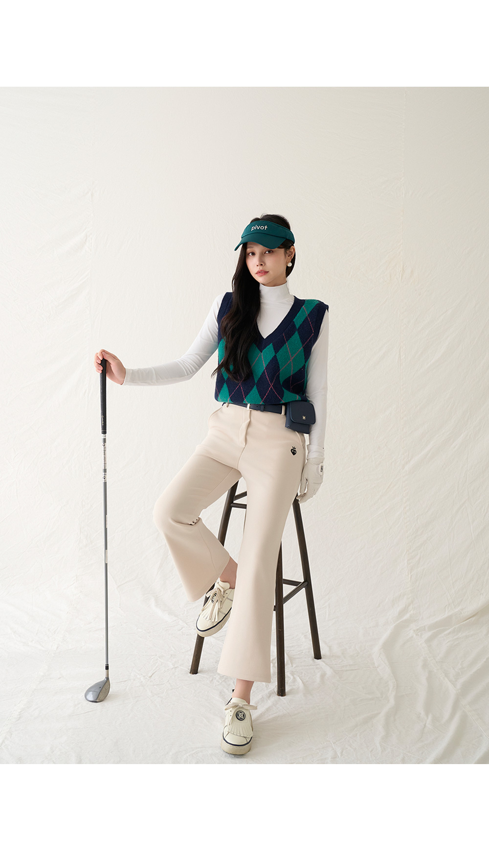 [[패턴퀸 GOLF] 기본&롱 퀸자수 판탈롱 속기모 스판팬츠 #710540]